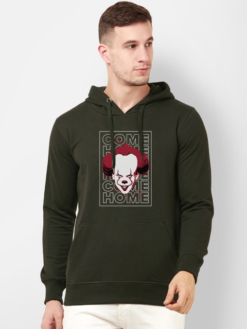 

Free Authority Men Olive Green IT Printed Hooded Sweatshirt