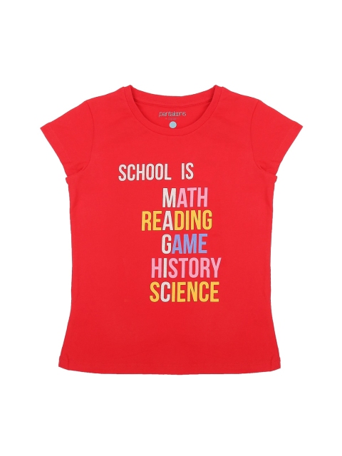

Pantaloons Junior Girls Red Printed Round Neck T-shirt