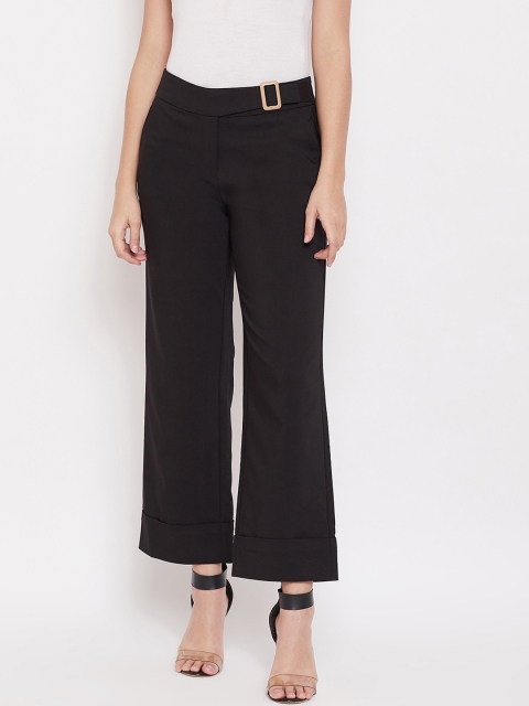

Madame Women Black Regular Fit Solid Parallel Trousers