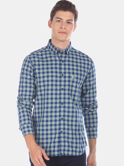 

U.S. Polo Assn. Men Green Regular Fit Checked Casual Shirt