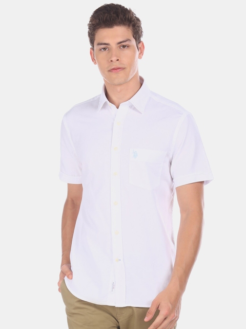 

U.S. Polo Assn. Men White Regular Fit Solid Casual Shirt