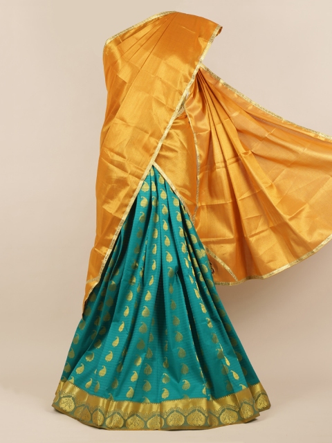 

Pothys Gold-Toned Woven Design Tissue Half Saree