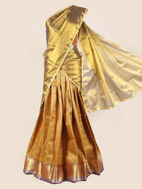 

Pothys Gold-Toned Solid Tissue Half Saree