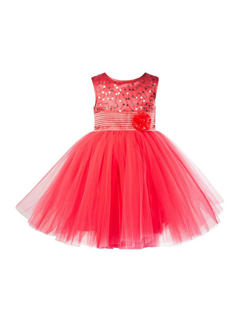 

Toy Balloon kids Girls Orange Solid Fit and Flare Dress