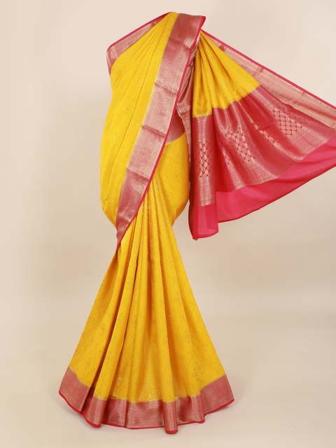 

Pothys Yellow & Red Pure Silk Woven Design Mysore Silk Saree