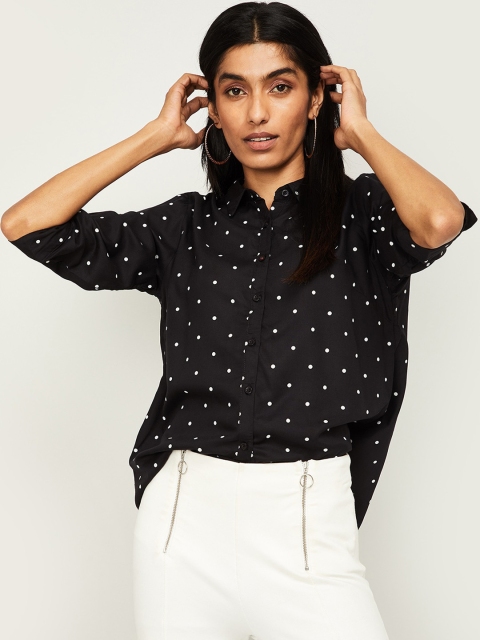 

Bossini Women Black Printed Shirt Style Top