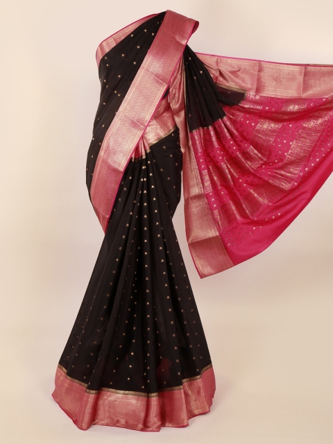 

Pothys Black Pure Silk Woven Design Mysore Silk Saree