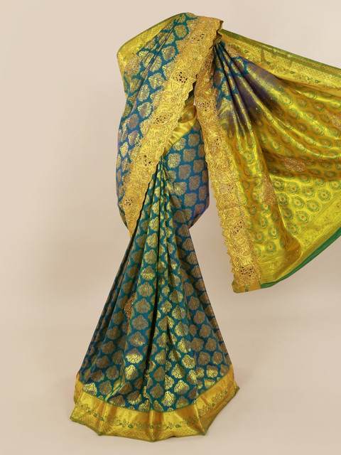 

Pothys Blue Pure Silk Woven Design Kanjeevaram Saree