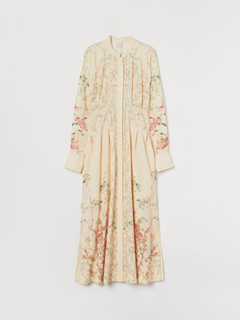 

H&M Women Sustainable Peach Floral Printed Lyocell-Blend Fit and Flare Dress