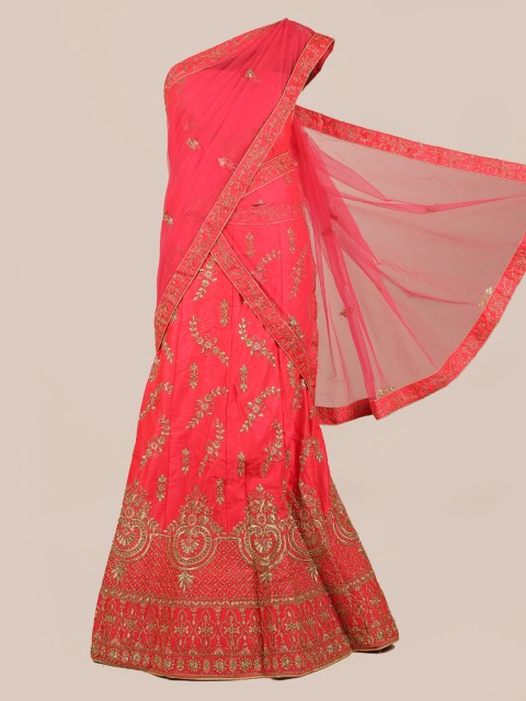 

Pothys Pink Embroidered Half Saree