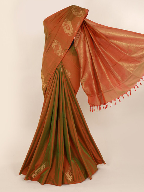 

Pothys Orange Solid Saree