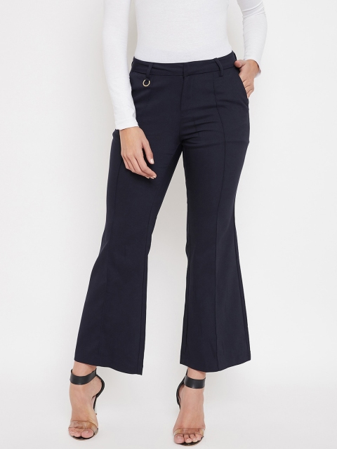 

Madame Women Navy Blue Regular Fit Solid Bootcut Trousers