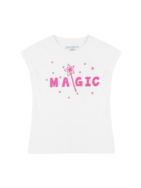 

Pantaloons Junior Girls White Printed Round Neck Tshirt