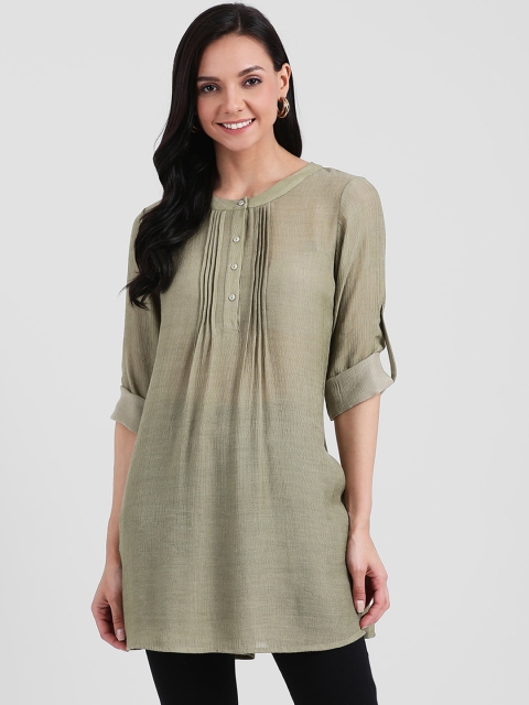 

Zink London Women Olive Green Solid Tunic