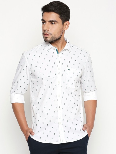 

Basics Men Green Slim Fit Printed Casual Shirt