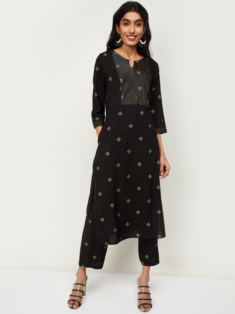 

Melange by Lifestyle Women Black Printed Kurta with Palazzos