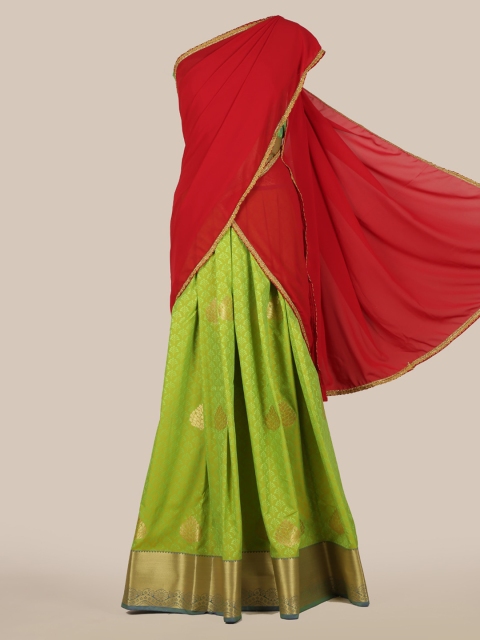 

Pothys Maroon Woven Design Poly Chiffon Half Saree