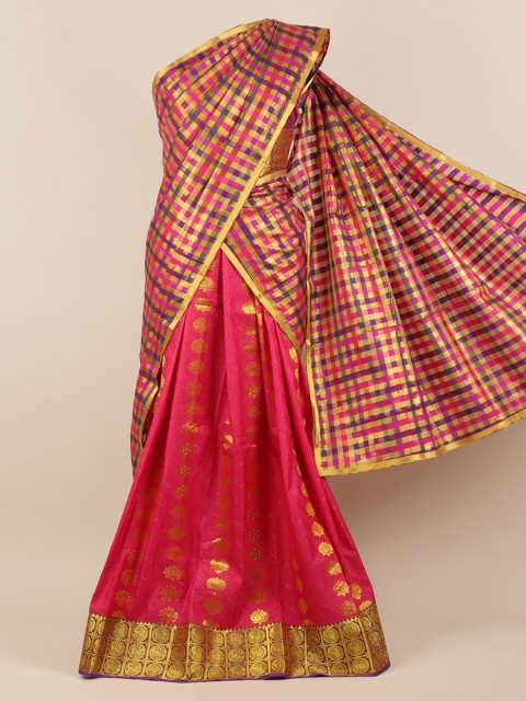 

Pothys Pink Woven Design Tissue Lehenga Half Saree