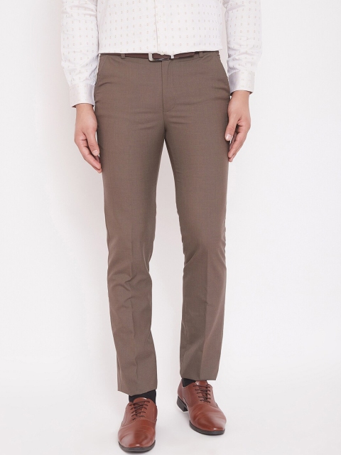 

Canary London Men Taupe Smart Slim Fit Solid Formal Trousers