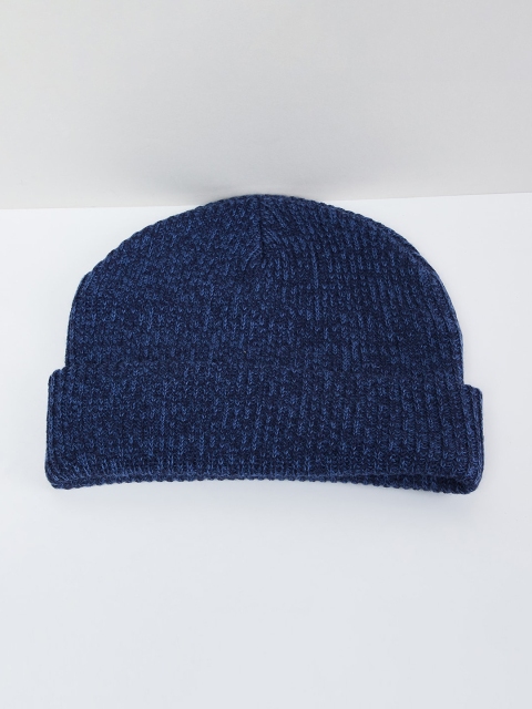 

max Men Navy Blue Self Design Beanie