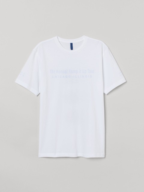 

H&M Men White Printed Cotton T-shirt