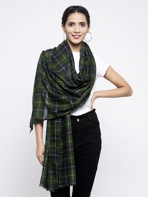 

Calvadoss Women Green & Blue Checked Sustainable Long Fit Muffler