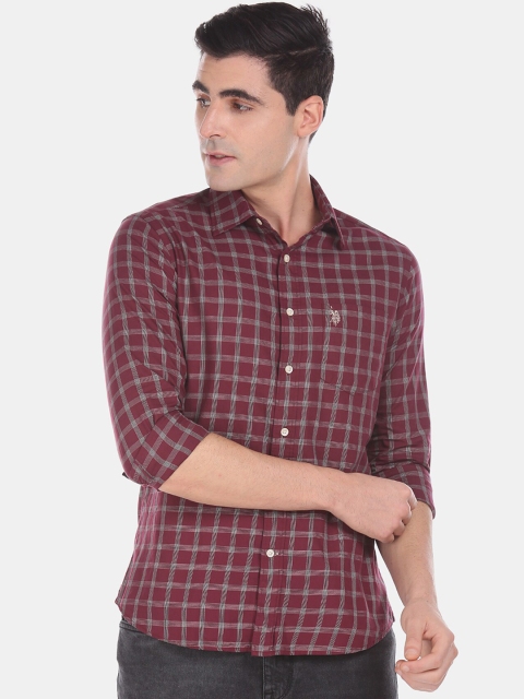

U.S. Polo Assn. Men Red Regular Fit Checked Casual Shirt