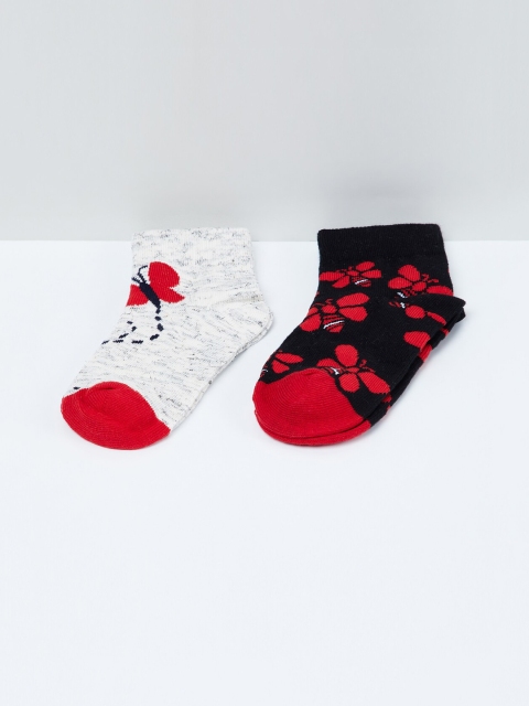 

max Girls Pack Of 2 Patterned Ankle-Length Socks, Black