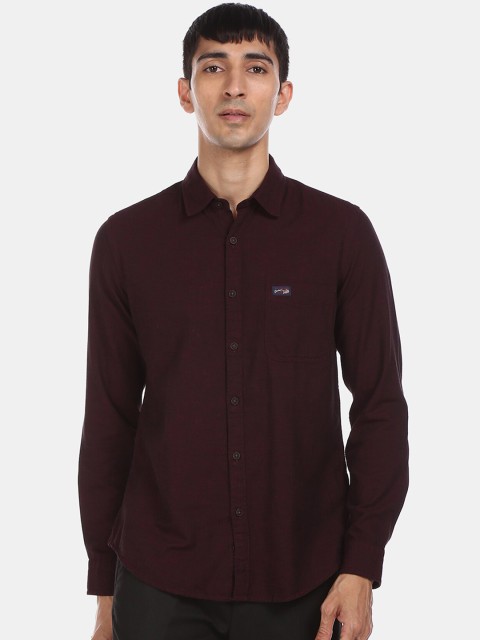

U.S. Polo Assn. Men Maroon Regular Fit Solid Cotton Casual Shirt