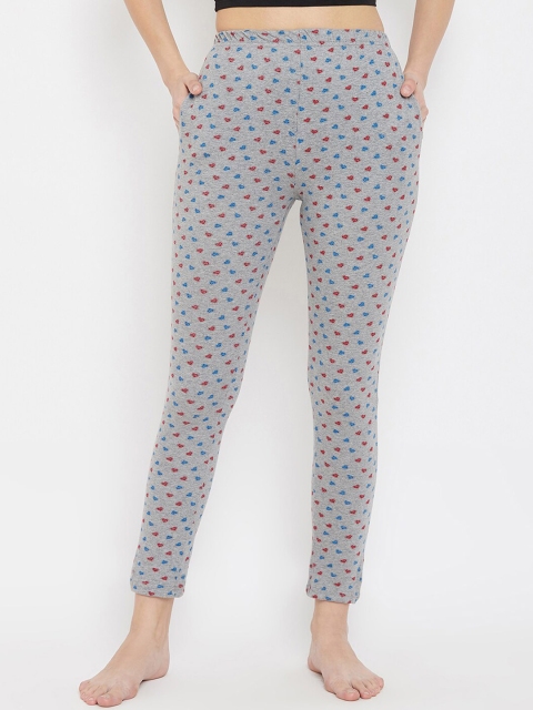 

Clovia Women Grey & Blue Printed Lounge Pants