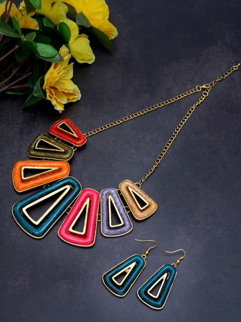 

Golden Peacock Multicoloured Gold-Plated Jewellery Set, Multi