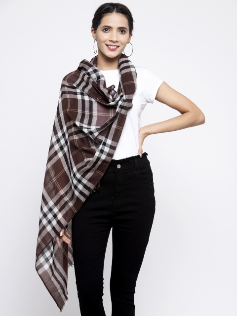 

Calvadoss Women Brown & White Checked Sustainable Long Fit Muffler