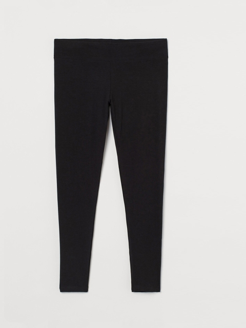 

H&M+ Women Black Solid Cotton-Blend Leggings