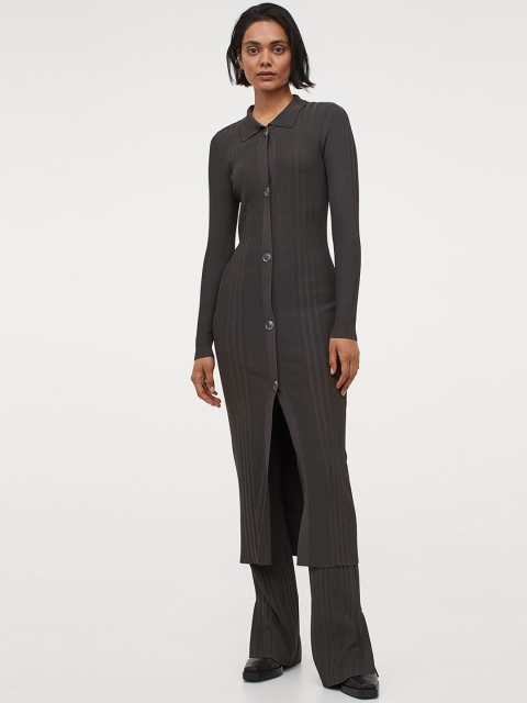 

H&M Women Grey Rib-Knit Dress