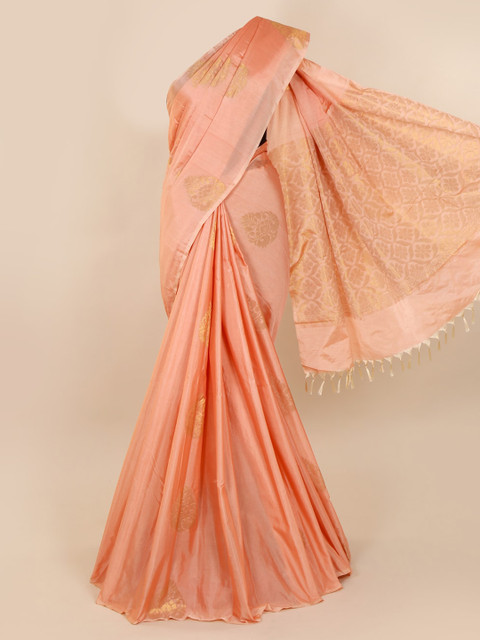 

Pothys Peach-Coloured Woven Design Silk Cotton Saree