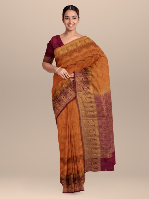 

KLM Fashion Mall Mustard & Magenta Silk Blend Printed Saree