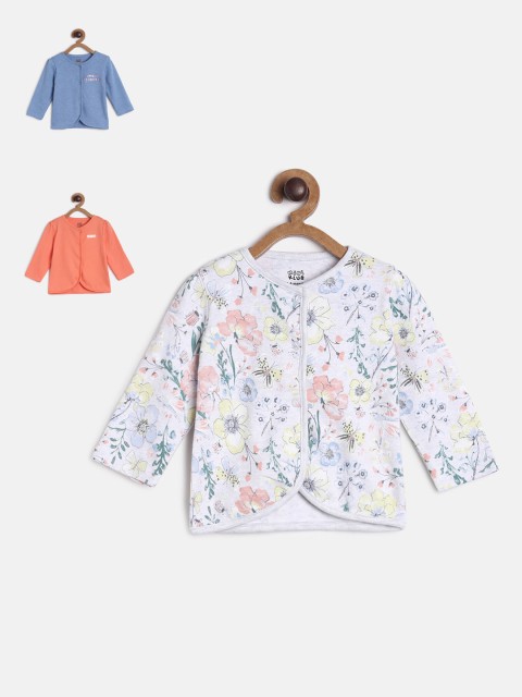 

MINI KLUB Girls Pack of 3 Printed Front Open Jhablas, Multi