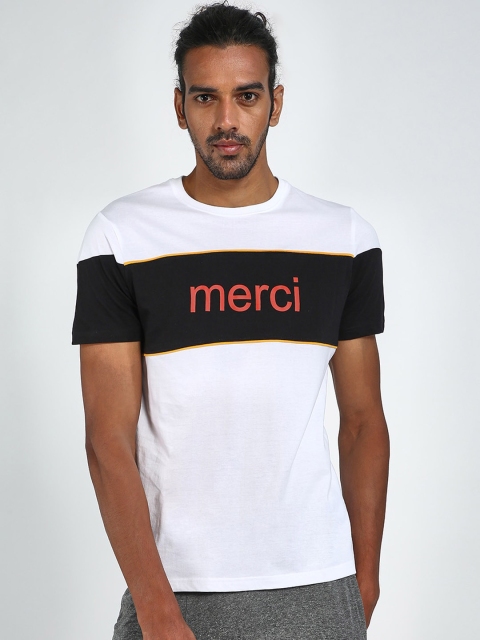 

Blue Saint Men White Printed Round Neck T-shirt