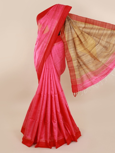 

Pothys Pink Woven Design Jute Silk Saree