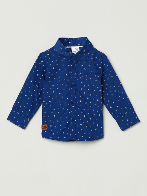 

max Boys Blue Regular Fit Printed Casual Shirt