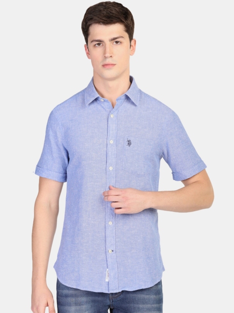 

U.S. Polo Assn. Men Blue Regular Fit Solid Casual Shirt