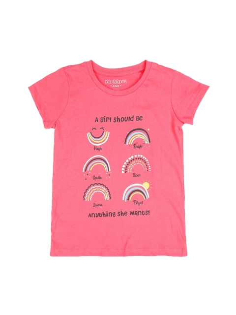 

Pantaloons Junior Girls Pink Printed V-Neck T-shirt