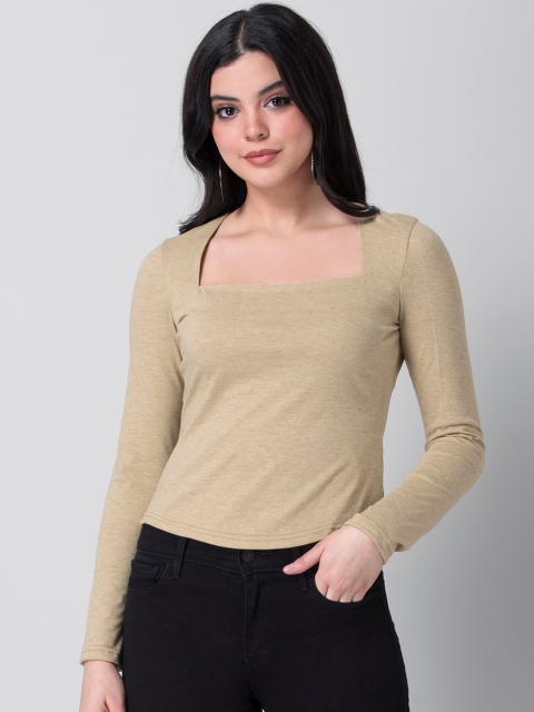 

FabAlley Women Beige Solid Top