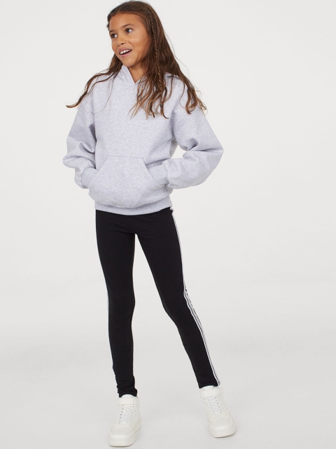 

H&M Girls Black Striped Leggings