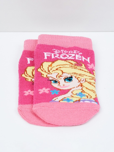 

max Girls Pink & Yellow Jacquard Patterned Ankle-Length Socks
