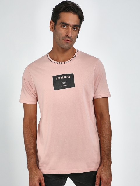 

Blue Saint Men Pink Printed Round Neck T-shirt