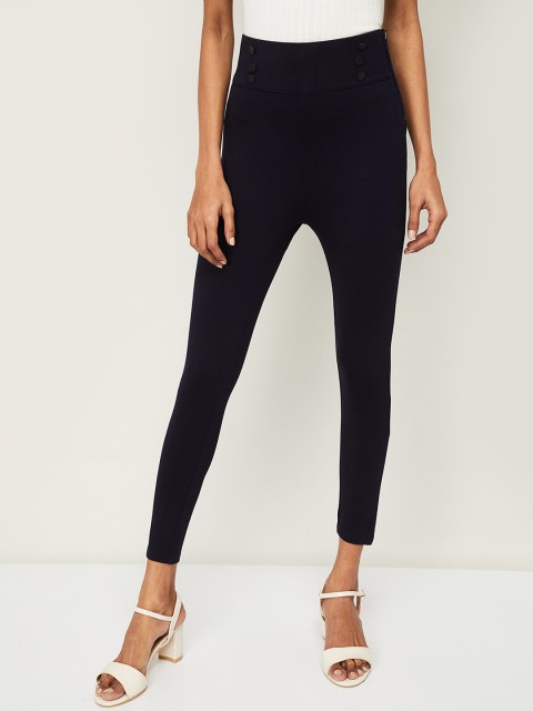 

Ginger by Lifestyle Women Navy Blue Regular Fit Solid Regular Trousers