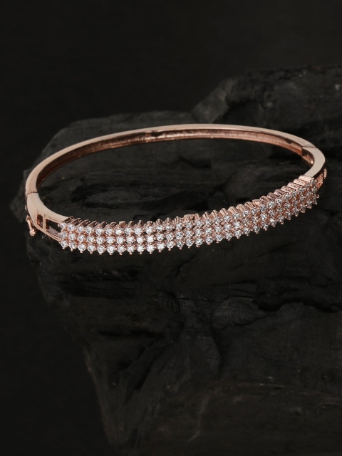 

Adwitiya Collection Rose Gold-Plated Handcrafted Bangle Style Stone Studded Bracelet