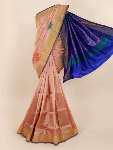 

Pothys Peach-Coloured Printed Pure Silk Saree