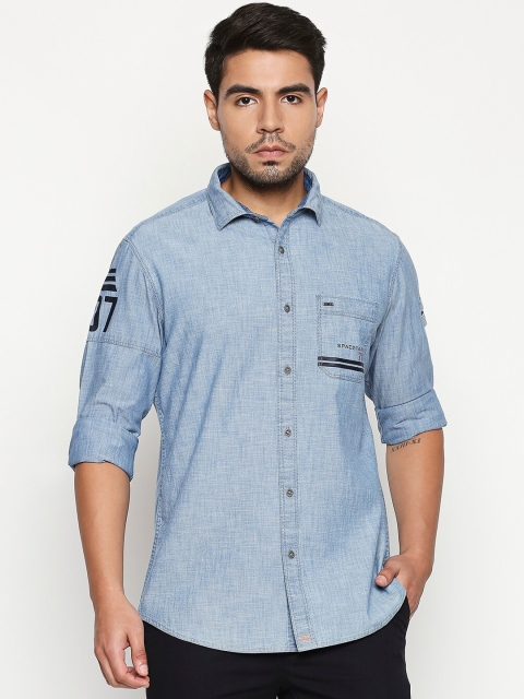 

Basics Men Navy Blue Slim Fit Solid Casual Shirt